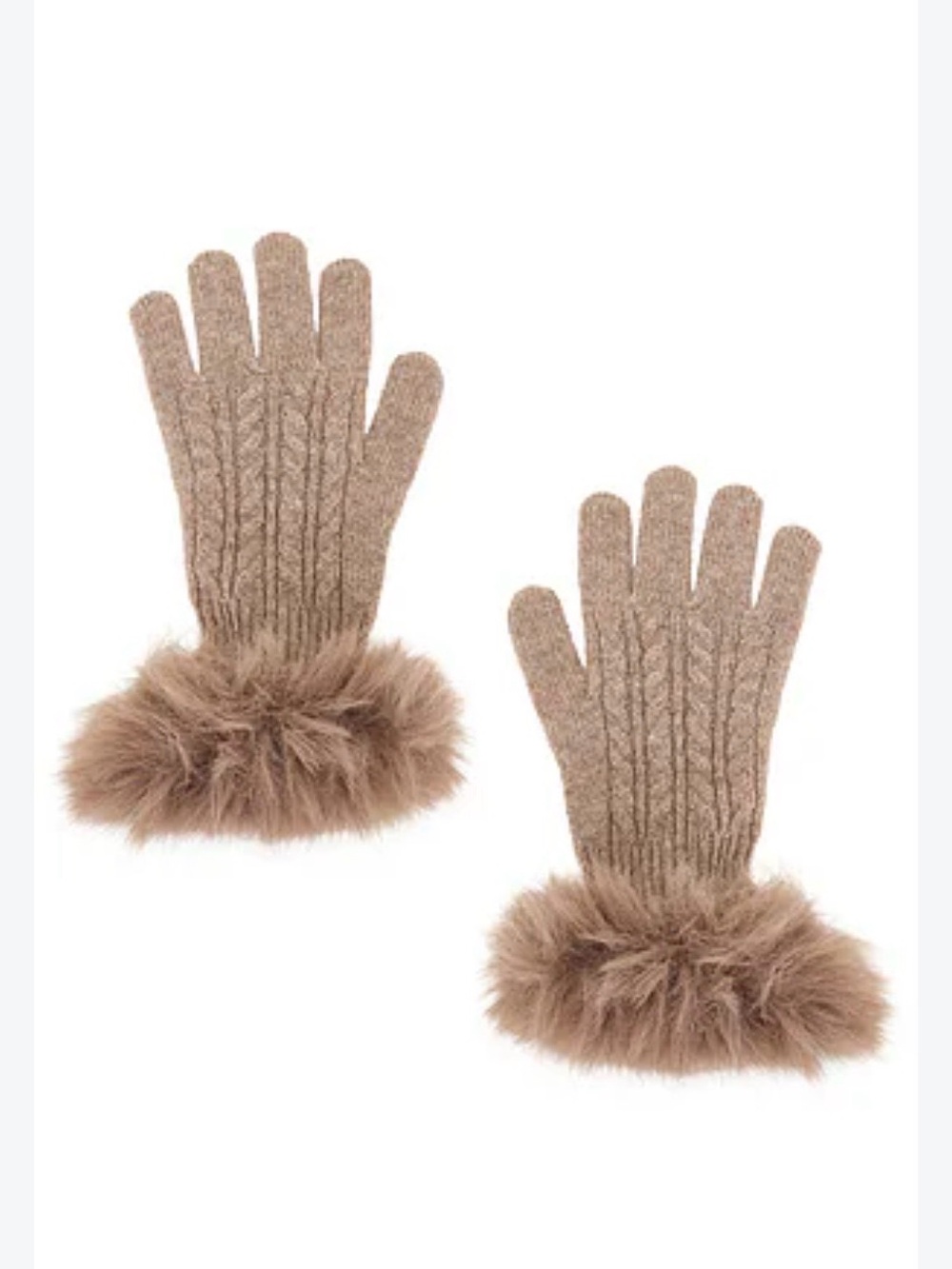 Adrienne Landau| NWT| Cashmere Cable Knit Gloves - Tawny Brown